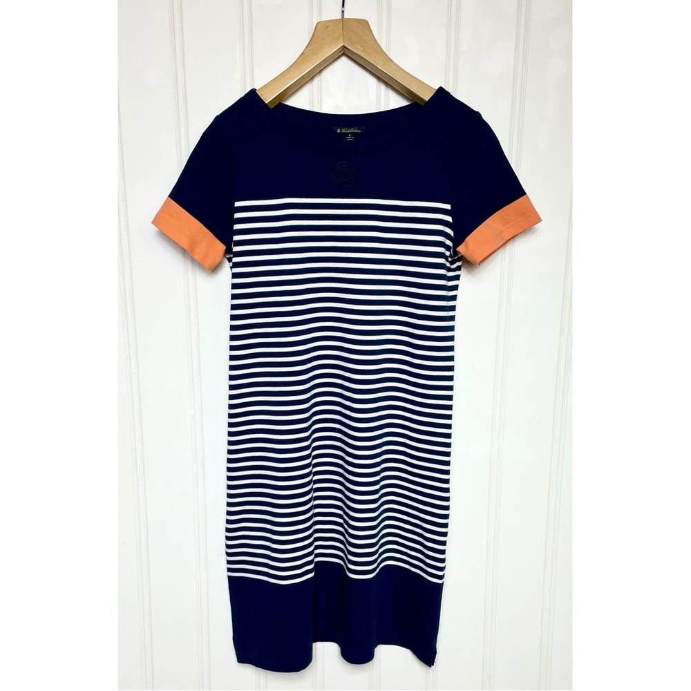 Women's Brooks Brothers Cotton Short Sleeve Navy Striped Dress Size Small